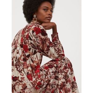 H&M Maxi Tiered Dress and Ruched Collar and Sleeves